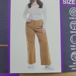 NEW Weatherproof Vintage Corduroy Womens 14 Tan Wide-Leg Pants A100
